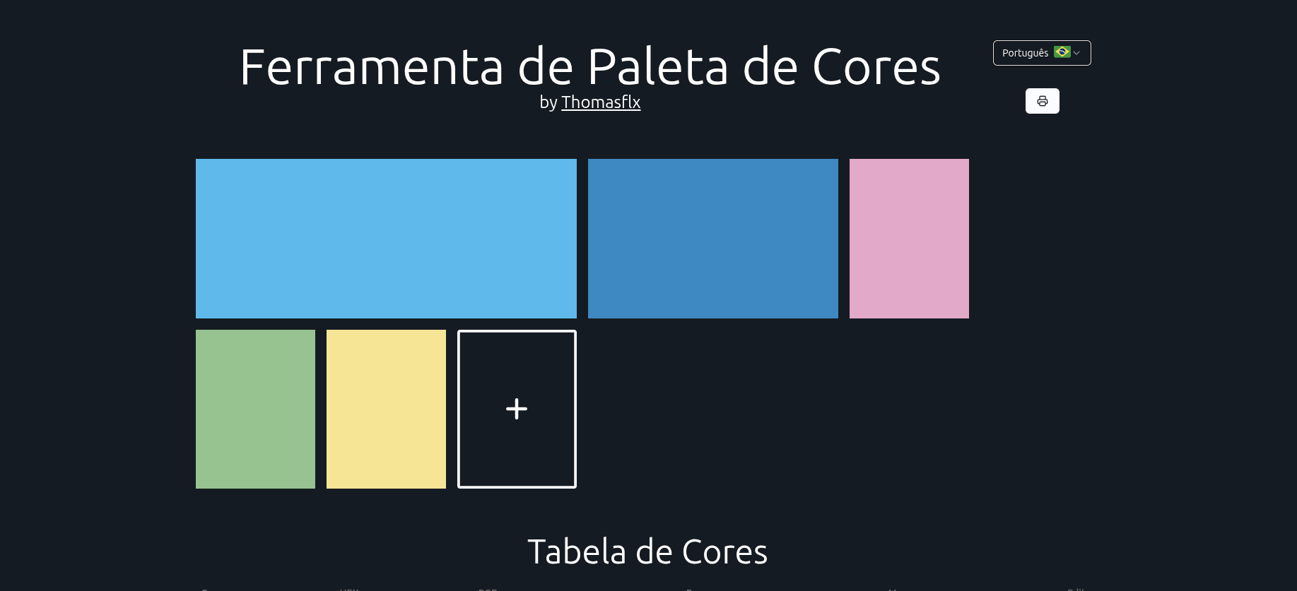 Ferramenta de Paleta de Cores